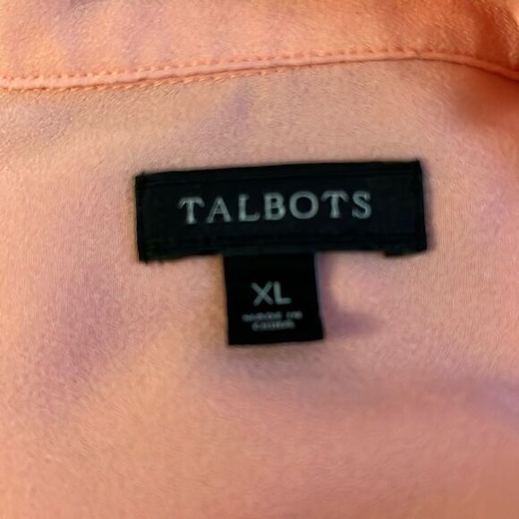 Talbots womens shirt XL peach button front chest pockets roll tab long sleeves - Picture 5 of 10